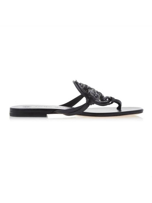 Jeweled Miller Flip Flops Black - TORY BURCH - BALAAN.