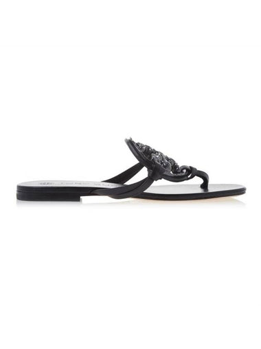 Jeweled Miller Flip Flop Sandals Black - TORY BURCH - BALAAN 1