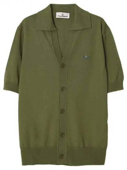 Polo Cashmere Short Sleeve Cardigan Green - VIVIENNE WESTWOOD - BALAAN 1