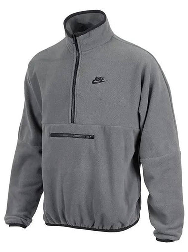 Club Fleece Half Zip Anorak Iron Grey - NIKE - BALAAN 1