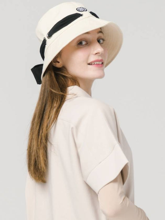 Scarf Ribbon Decoration Beige Bucket Hat DO9232AH75-1 - DOYOUKNOWMC GOLF WEAR - BALAAN 2