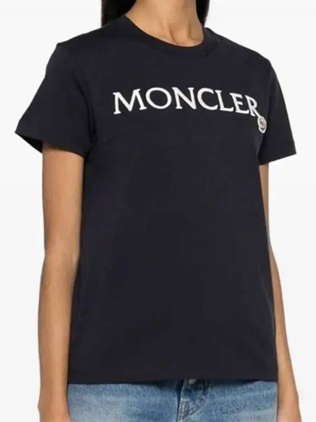 Embroidered Logo Cotton Short Sleeve T-Shirt Navy - MONCLER - BALAAN 5