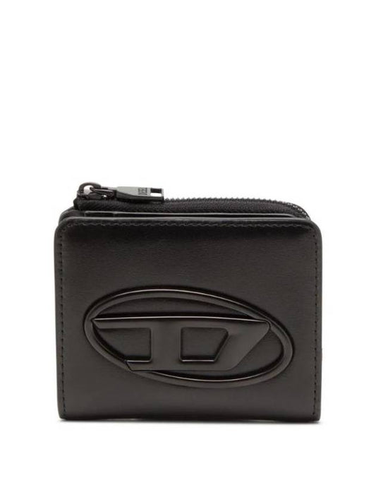 Holi-D Oval D Logo Zipper Card Wallet Black - DIESEL - BALAAN 1