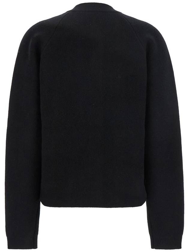 Black Crewneck Cardigan With Snap Bittons In Wool An Cashmere Blend Woman - TOTEME - BALAAN 2