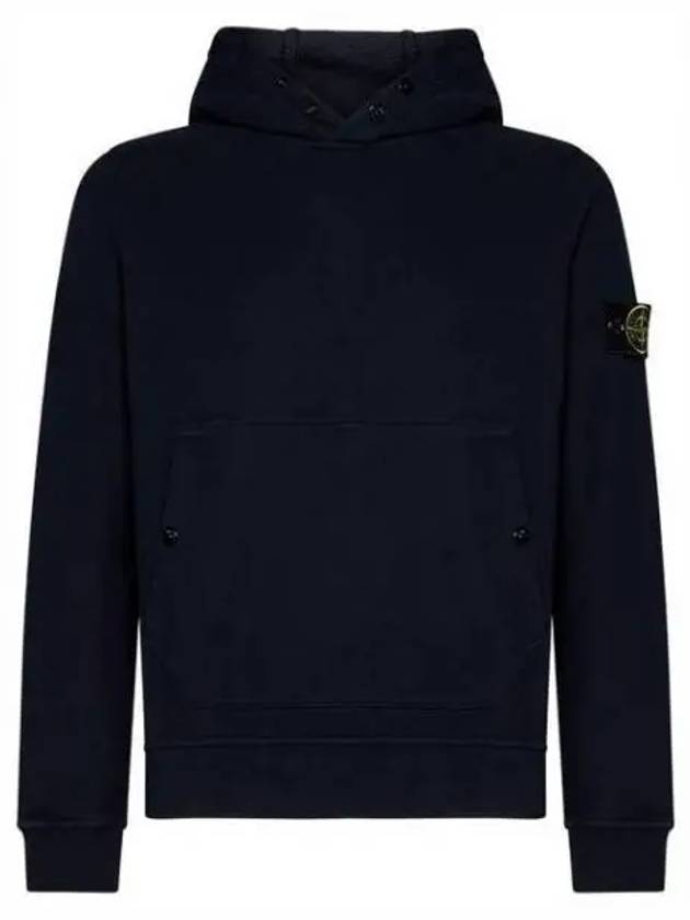 Snap Brushed Cotton Fleece Hoodie Navy - STONE ISLAND - BALAAN 2