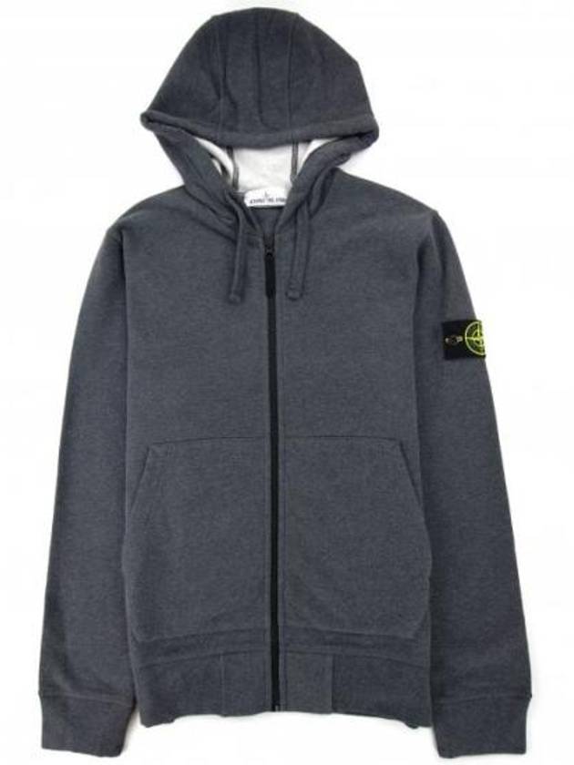 Wappen Patch Cotton Zip Up Hoodie Melange Dark Grey - STONE ISLAND - BALAAN 2