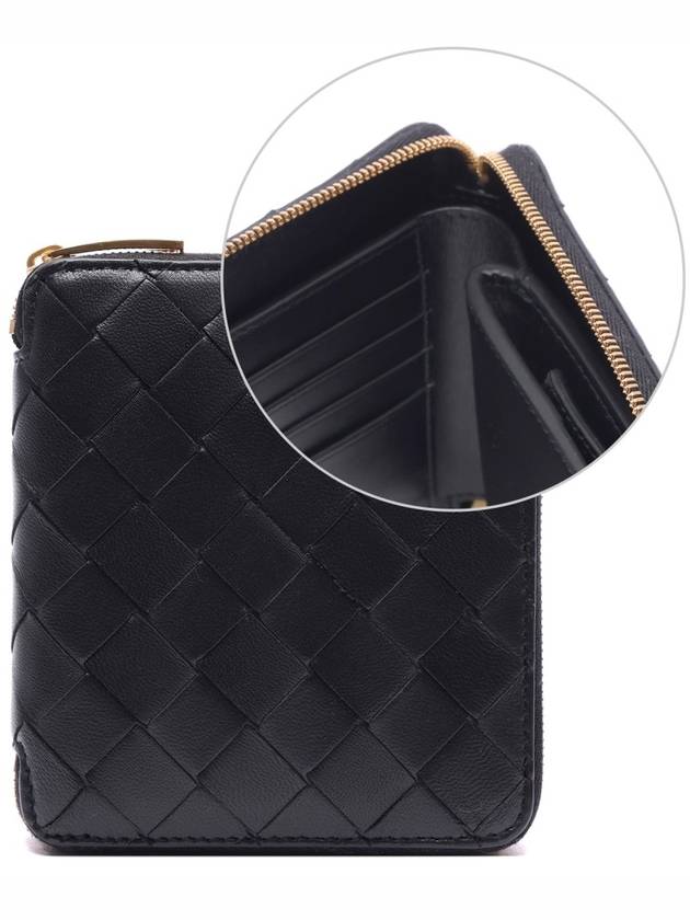 Women's Intrecciato Zipper Around Bicycle Wallet Black - BOTTEGA VENETA - BALAAN.