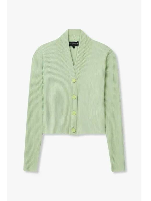 Women s Ribbed Easy Crop Cardigan Light Green - EMPORIO ARMANI - BALAAN 1