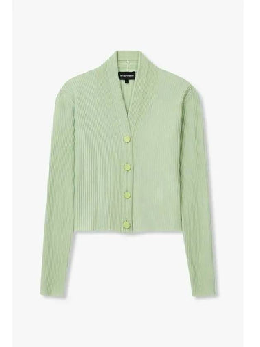 Women s Ribbed Easy Crop Cardigan Light Green - EMPORIO ARMANI - BALAAN 1