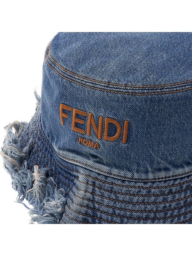 Embroidered Logo Denim Bucket Hat Blue - FENDI - BALAAN 7