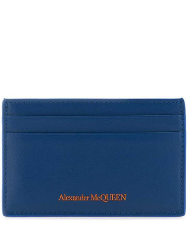 Leather Card Wallet Blue - ALEXANDER MCQUEEN - BALAAN 1