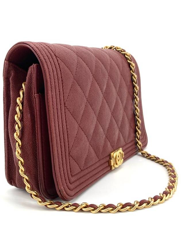 Caviar Boy gold logo woc mini bag cross burgundy - CHANEL - BALAAN 3