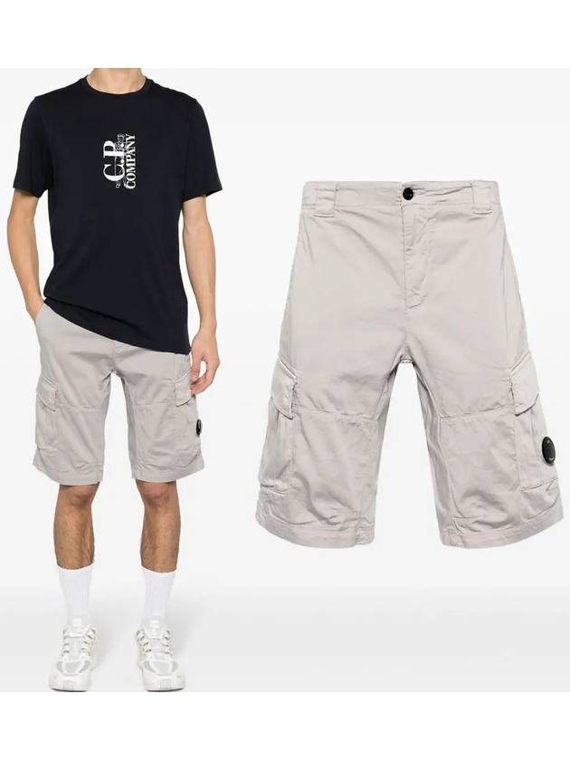 Stretch Satin Cargo Shorts Grey - CP COMPANY - BALAAN 2