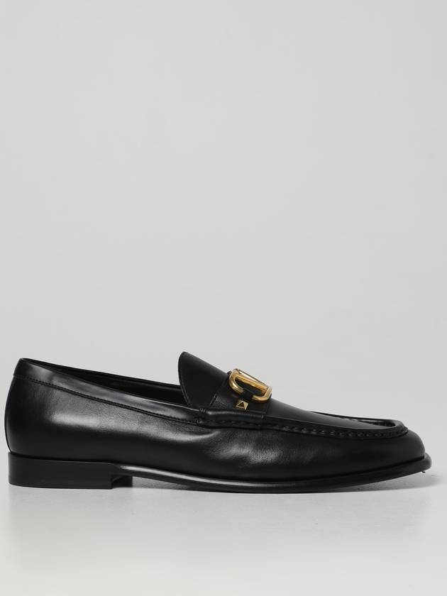 V Logo Leather Loafers Black - VALENTINO - BALAAN 5