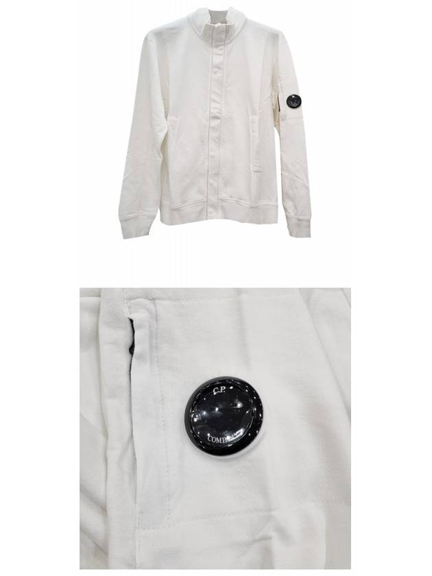 Lens Light Fleece Zip-Up Jacket White - CP COMPANY - BALAAN.