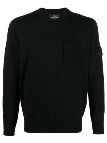 Shadow Project Wappen Pocket Knit Top Black - STONE ISLAND - BALAAN.