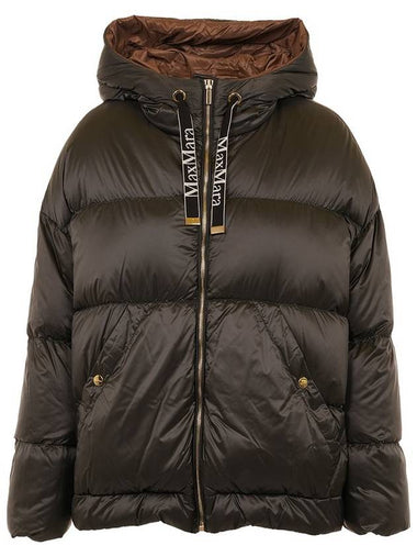 Trebi Water Repellent Hooded Down Padding Dark Grey - MAX MARA - BALAAN 1