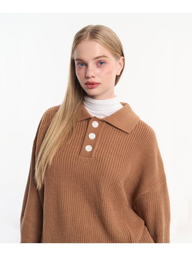 Balloon Collar Knit Top Camel - MOO - BALAAN 2