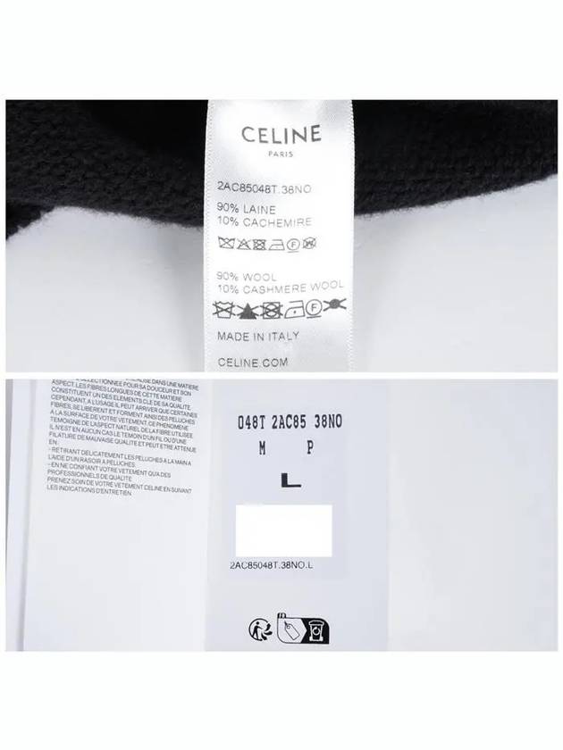 Men's Triomphe Crew Neck Cashmere Wool Knit Top Black - CELINE - BALAAN 8