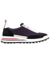 Women's Mesh Suede Back Unlined Tech Runner Low Top Sneakers Navy - THOM BROWNE - BALAAN 2