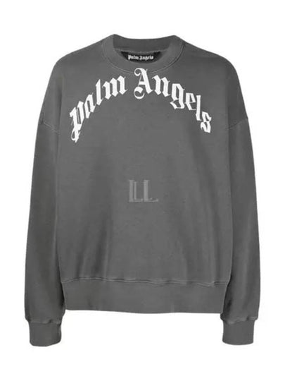 GD Curved Logo Crew Sweatshirt Black - PALM ANGELS - BALAAN 2