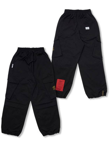 Cargo Twill Wide Jogger Pants Black - STIGMA - BALAAN 1