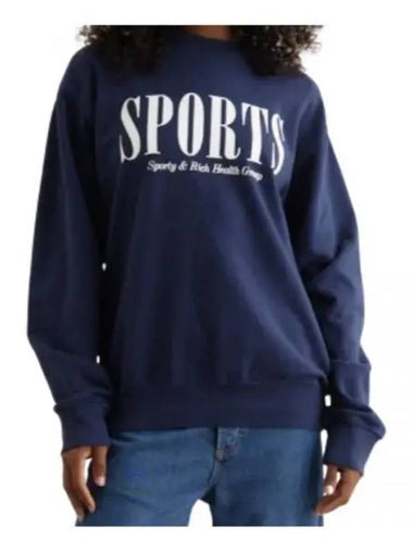 SPORTS CREWNECK NAVYwhite CR872 Print Crew Neck Sweatshirt - SPORTY & RICH - BALAAN 1