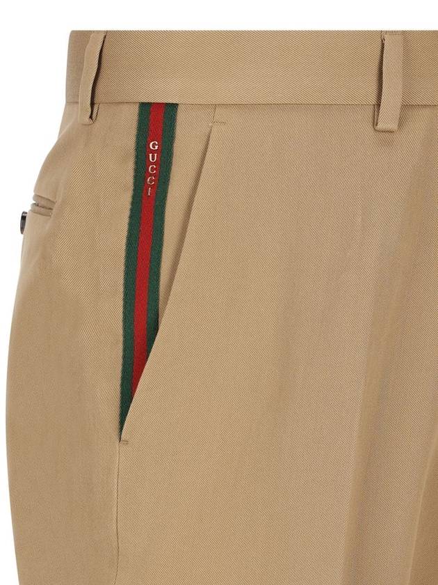 Gabardine Cotton Straight Pants Beige - GUCCI - BALAAN 4