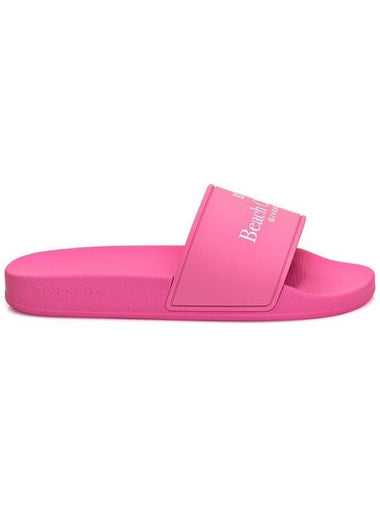 logo strap rubber slide slippers pink - GIVENCHY - BALAAN 1