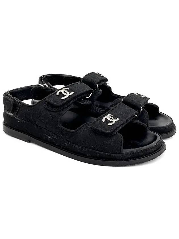 20P Velcro Sandals 38 5 Black 4ET1028 - CHANEL - BALAAN 1