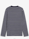 Fox Logo Stripe Long Sleeve T-Shirt Navy - MAISON KITSUNE - BALAAN 3