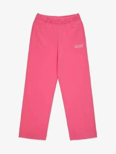 Logo Banding Sweat Straight Pants Pink - GANNI - BALAAN 2