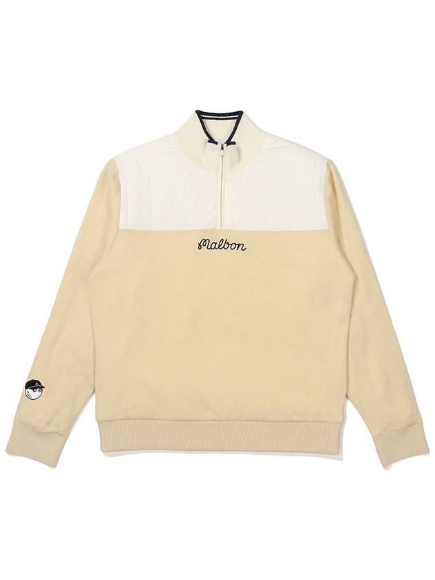 Padding patch hybrid half zip up knit BEIGE MAN - MALBON GOLF - BALAAN 1