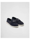 Triangle Logo Suede Leather Loafers Navy - PRADA - BALAAN 2