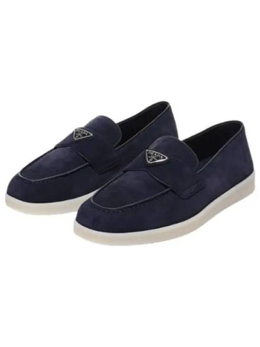 Triangular logo suede loafers - PRADA - BALAAN 1