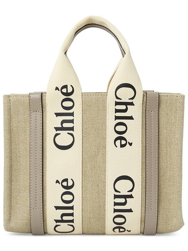 Woody Small Canvas Tote Bag Musk Grey - CHLOE - BALAAN 4