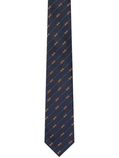 Horsebit Silk Jacquard Neck Tie Blue - GUCCI - BALAAN 2