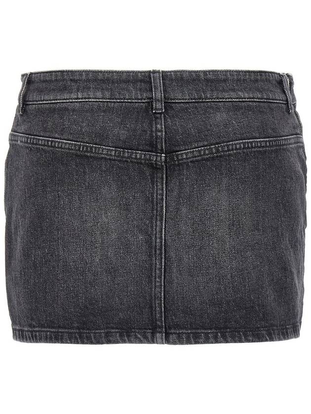 'De-Ron-S2' Black Mini-Skirt With Oval D Logo Buckle And Cut-Out In Stretch Cotton Denim Woman - DIESEL - BALAAN 2