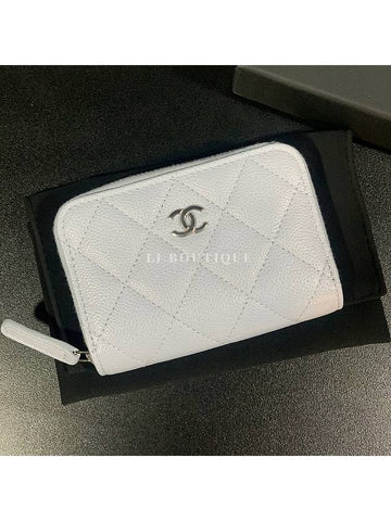 Classic Caviar Zipper Coin Card Wallet Light Sky AP0216 - CHANEL - BALAAN 1