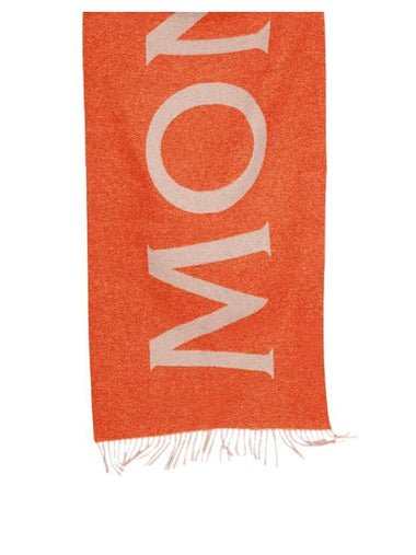 Logo Fringe Wool Muffler Orange - MONCLER - BALAAN 1