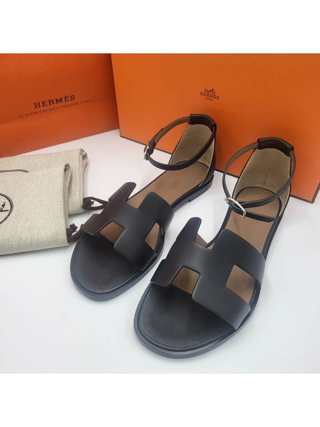 Santorini Sandal Calfskin & Noir - HERMES - BALAAN 2