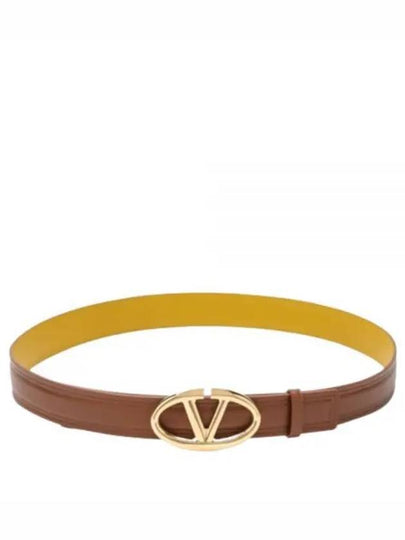 Bold Edition V Logo Signature Leather Belt Brown - VALENTINO - BALAAN 2