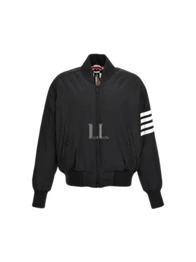 Poly Twill 4-Bar Oversized Knit Down Bomber Jacket Charcoal - THOM BROWNE - BALAAN 2