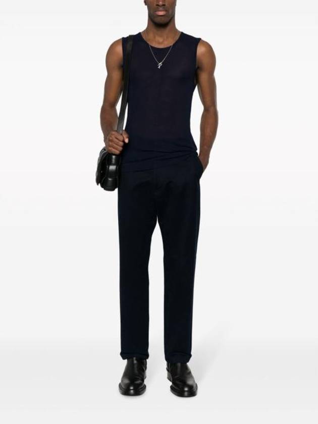 Ride Ribbed Long Tank Sleeveless Navy - AMI - BALAAN 3