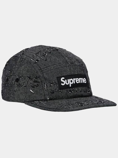 Patch logo lasered denim camp cap hat black FW24H25 - SUPREME - BALAAN 2