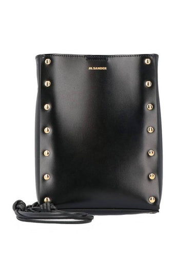 Rivet Detail Small Tangle Leather Cross Bag Black - JIL SANDER - BALAAN 1