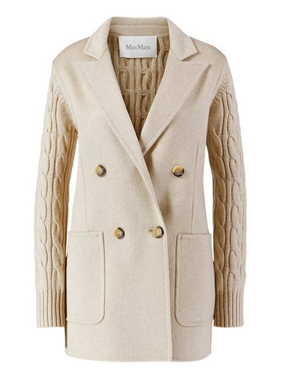 Dalida Double-Breasted Wool Blend Zip-Up Jacket Beige - MAX MARA - BALAAN 2