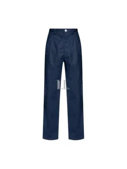 Marina Mid Rise Cotton Canvas Wide Pants Royal Blue - STONE ISLAND - BALAAN 2