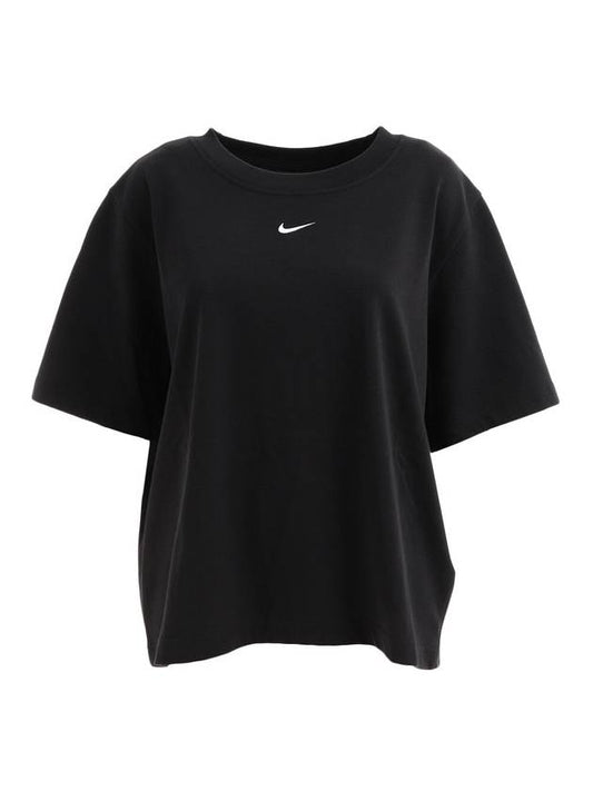 Sportswear Essentials Boxy Crop Short Sleeve T Shirt Black - NIKE - BALAAN 1