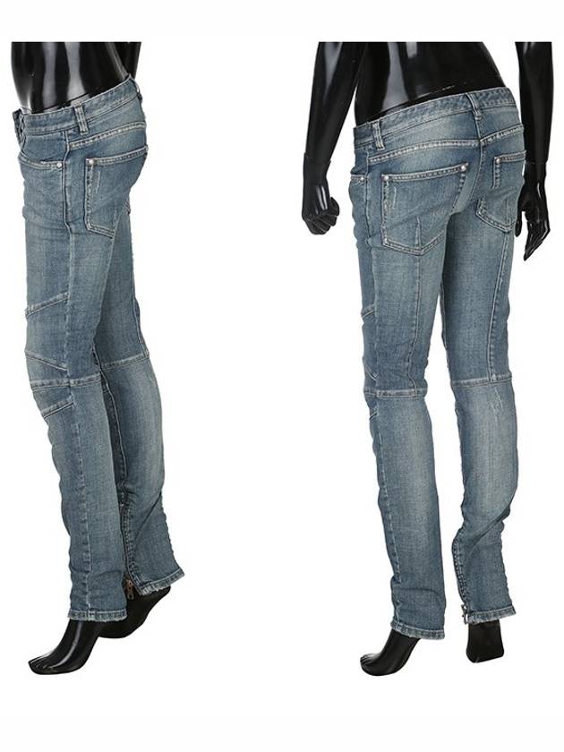 Women’s Biker Skinny Jeans Blue Washing - BALMAIN - BALAAN 3